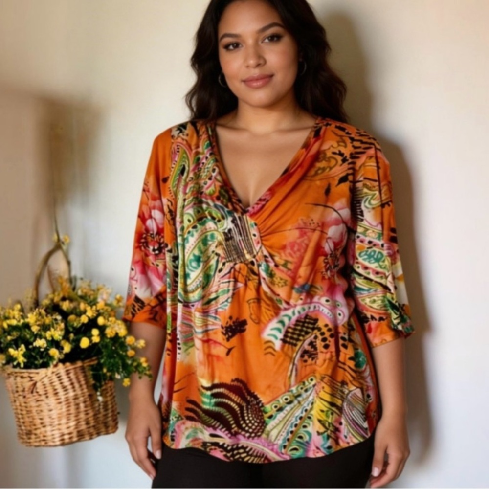 Monroe & Main Boho Paisley Print Top - Picture 10 of 12